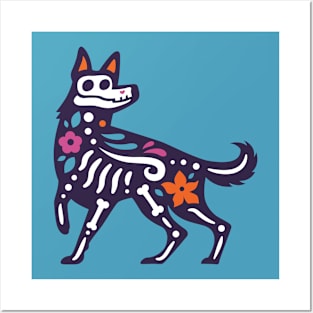 Colorful Day of the Dead Dog | Dia de los Muertos Perro Posters and Art